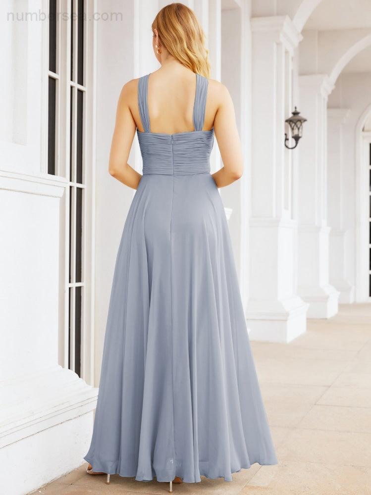 Numbersea Crisscross Halter Bridesmaid Dresses for Party Wedding Evening Prom Maxi Ball Gowns 28053