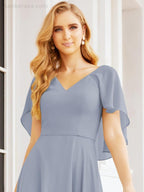 Numbersea Bridesmaid Dresses for Wedding Formal Evening Party Prom Gown with Cape 28050