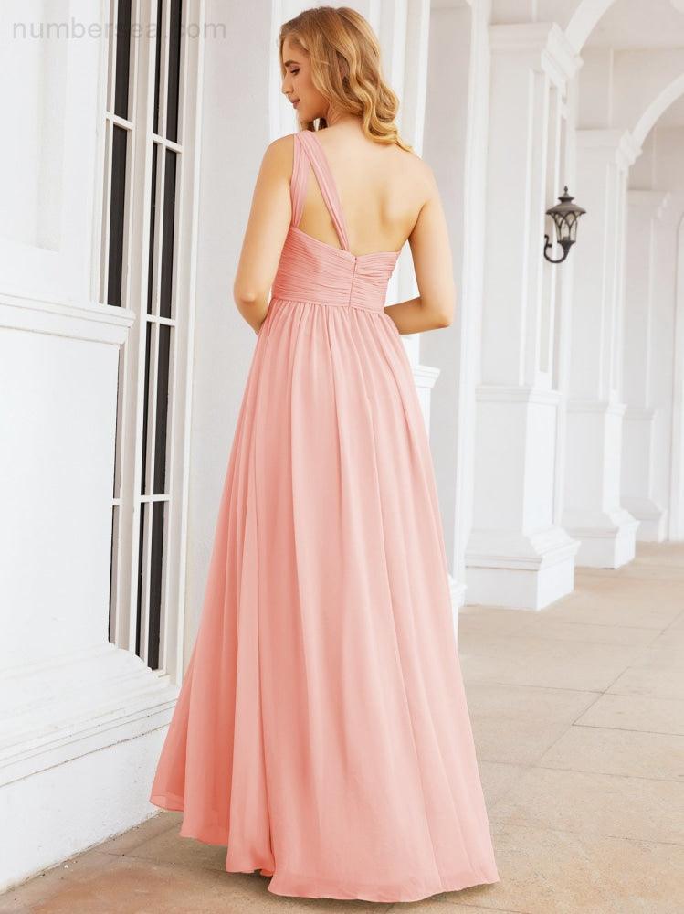 Numbersea One Shoulder Bridesmaid Dresses Long Maxi Formal Evening Party Prom Gowns 28061