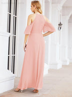 Numbersea Cold Shoulder Bridesmaid Dresses A-Line Long Formal Evening Gowns 28074