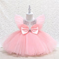 Infant Birthday Dresses Baby Girl Bow Puffy Mesh Princess Dresses First Communion Dress