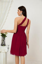 Baoleely Women Chiffon Short One Shoulder Bridesmaid Dress Formal Dresses for Party Homecoming 2804