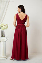 Women's Chiffon Long Bridesmaid Dresses A line Sleeveless Formal Prom Gown for Evening Party Homecoming Dresses 2808