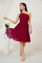 Baoleely Women Chiffon Short One Shoulder Bridesmaid Dress Formal Dresses for Party Homecoming 2804
