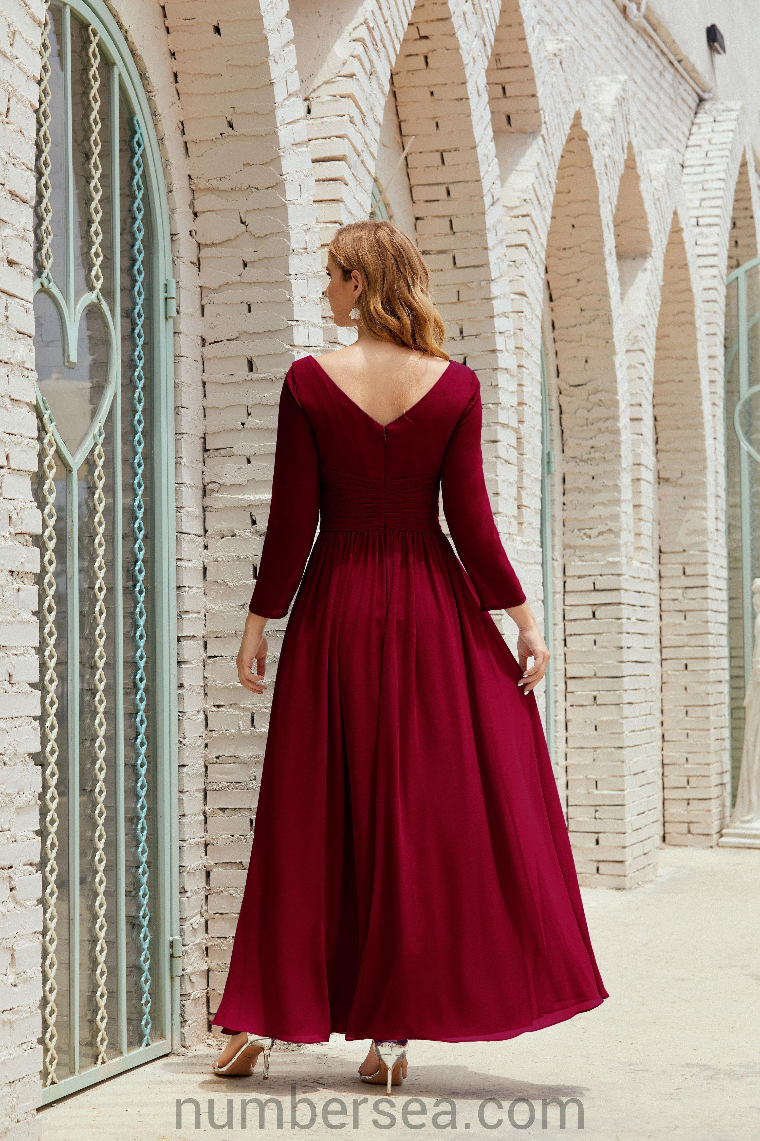 Numbersea Bridesmaid Dress Chiffon Formal Party Dress Evening Dress 28016