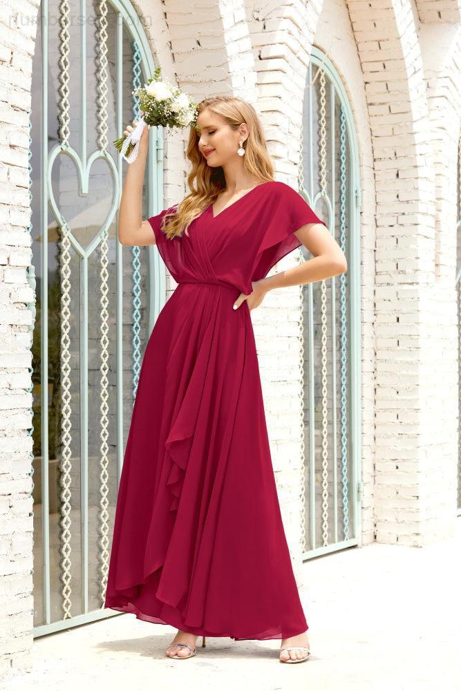 Baoleely  Mother of The Bride Dresses Plus Size V-Neck Floor Length Formal Prom Dress for Wedding Guest 28020
