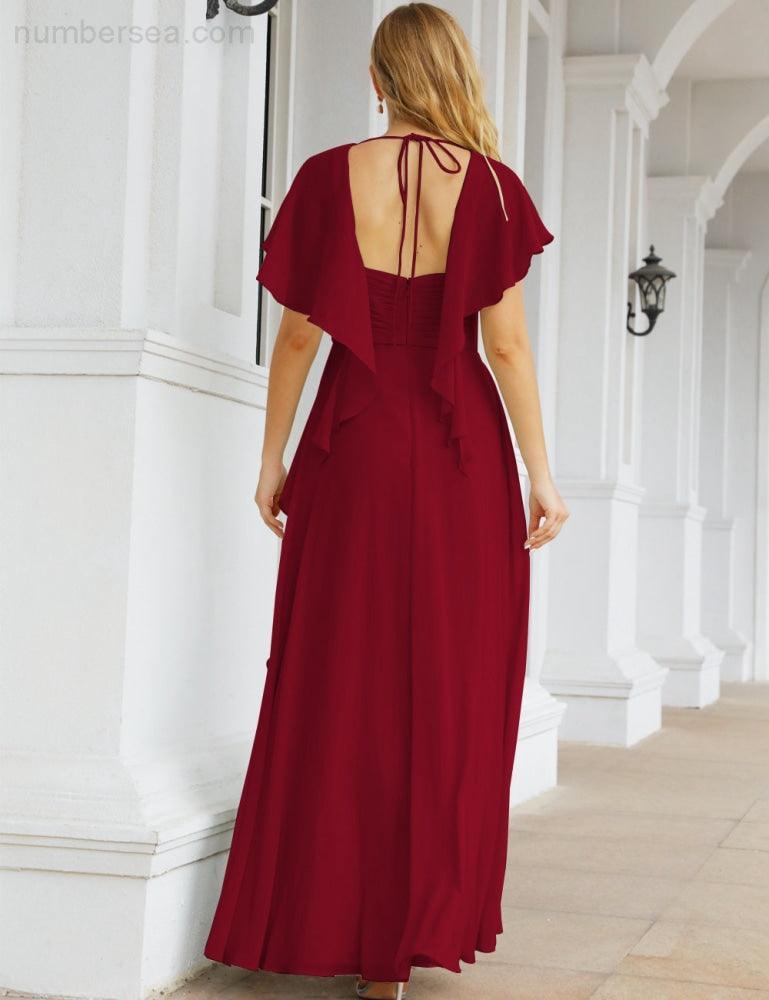 Numbersea Bridesmaid Dresses Backless Formal Prom Gowns for Evening Party Mother of The Bride Dress 28040