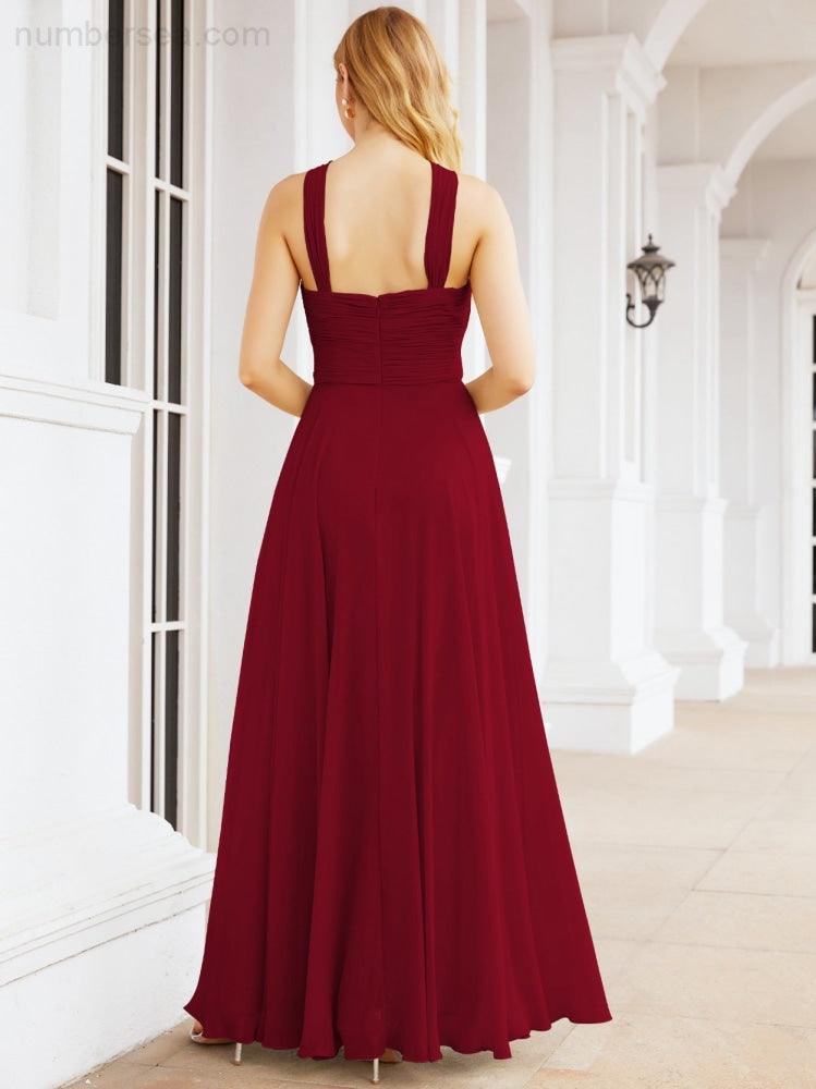 Numbersea Crisscross Halter Bridesmaid Dresses for Party Wedding Evening Prom Maxi Ball Gowns 28053