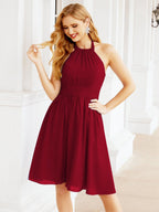 Baoleely Halter Chiffon Bridesmaid Dresses Short Sleeveless Formal Party Dress Open Back 28023