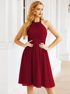 Baoleely Halter Chiffon Bridesmaid Dresses Short Sleeveless Formal Party Dress Open Back 28023