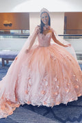 Sweetheart Princess Tulle Applique Quinceanera Dress with Cape