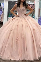 Sweetheart Ball Gown Tulle Corset Applique Quinceanera Dress