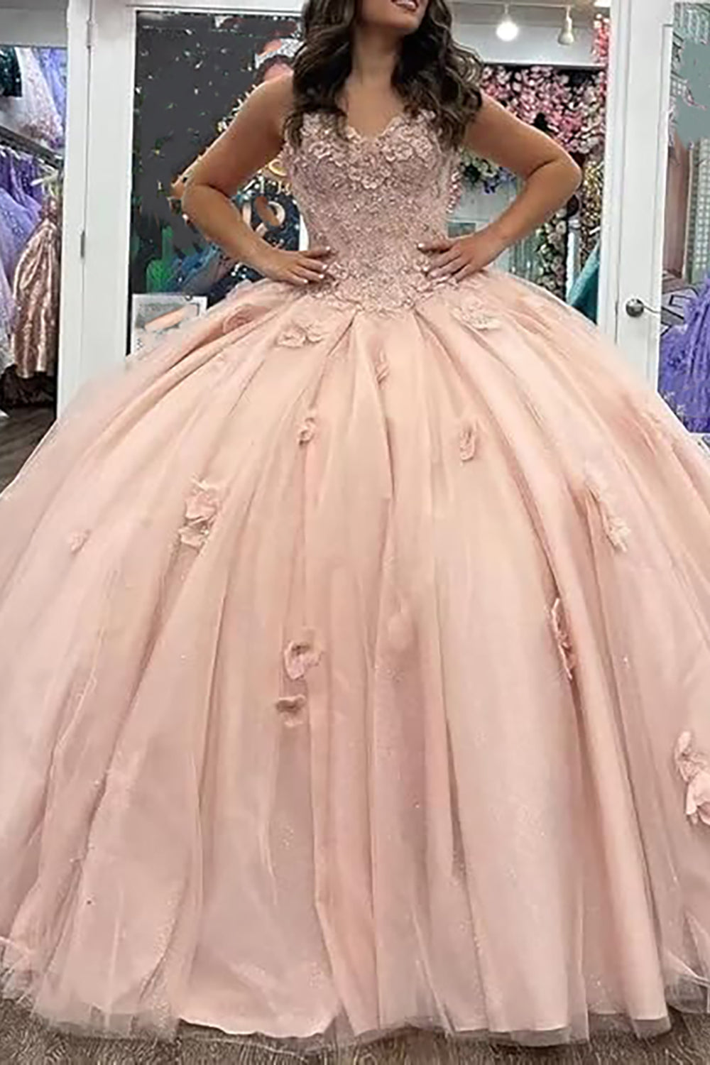 Sweetheart Ball Gown Tulle Corset Applique Quinceanera Dress