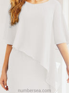 Sunnderly Formal Party Gown Dress Long Mother of The Bride Dresses with Ruffle Cape SY28026