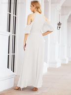 Numbersea Cold Shoulder Bridesmaid Dresses A-Line Long Formal Evening Gowns 28074