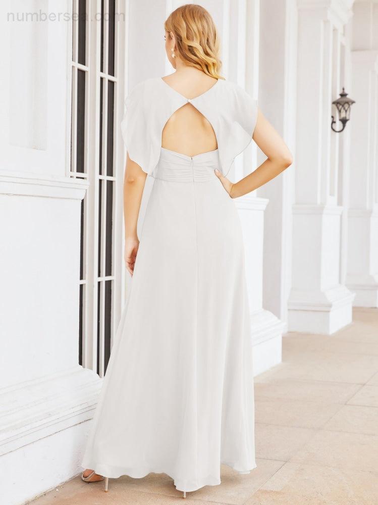 Sunnderly Bridesmaid Dresses Cape Formal Prom Dress Open Back Gowns for Mother of The Bride SY28058
