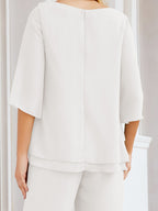 Sunnderly Elegant 2 Piece Mother of The Bride Dress Plus Size Pant Suits Ruffle Layers Sliver Housecoat SY28064