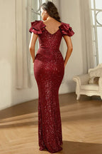 Sequin Cap Sleeve Mermaid Formal Evening Dress