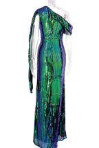 One Shoulder High Split Prom Gown Evening Dress