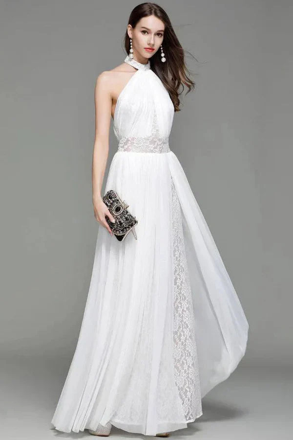 Halter Backless Prom Gown Evening Dress