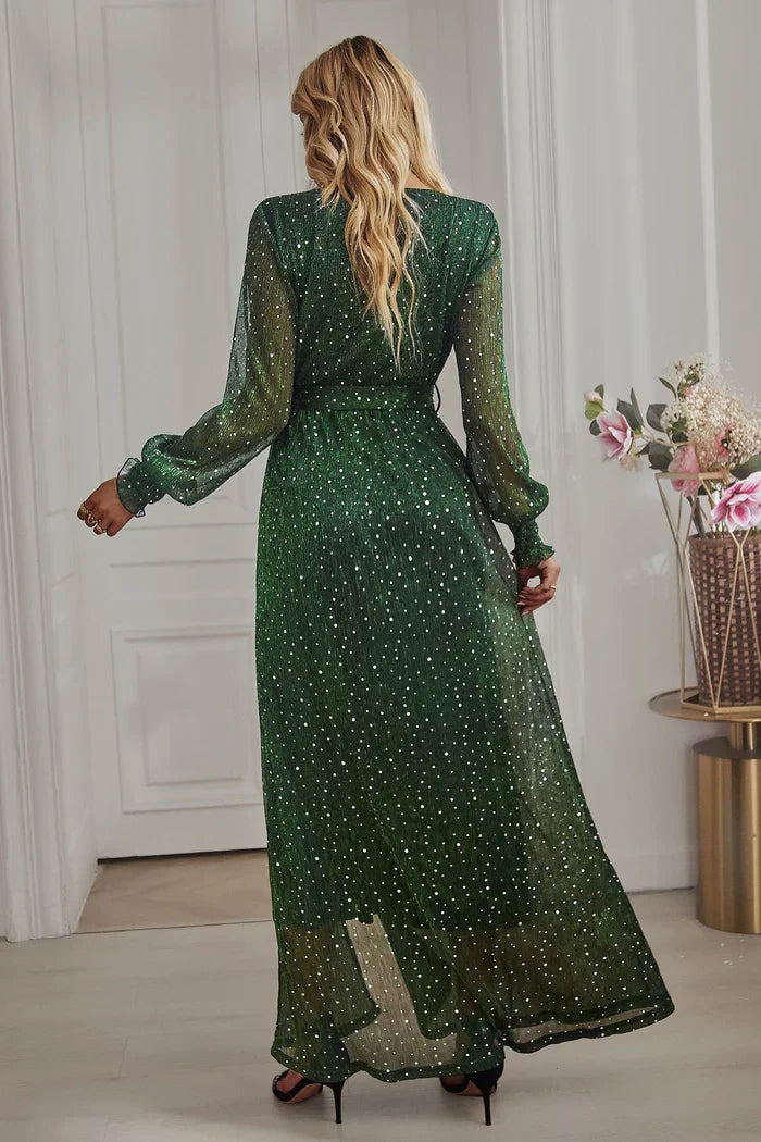 Long Sleeve V-Neck Maxi Dress