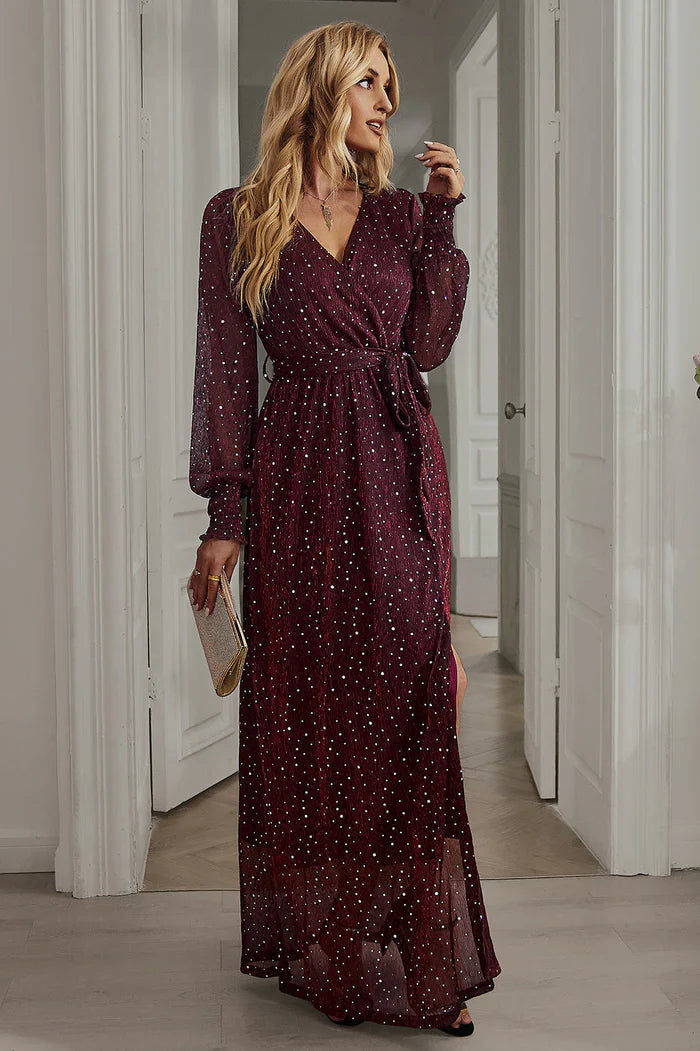 Long Sleeve V-Neck Maxi Dress