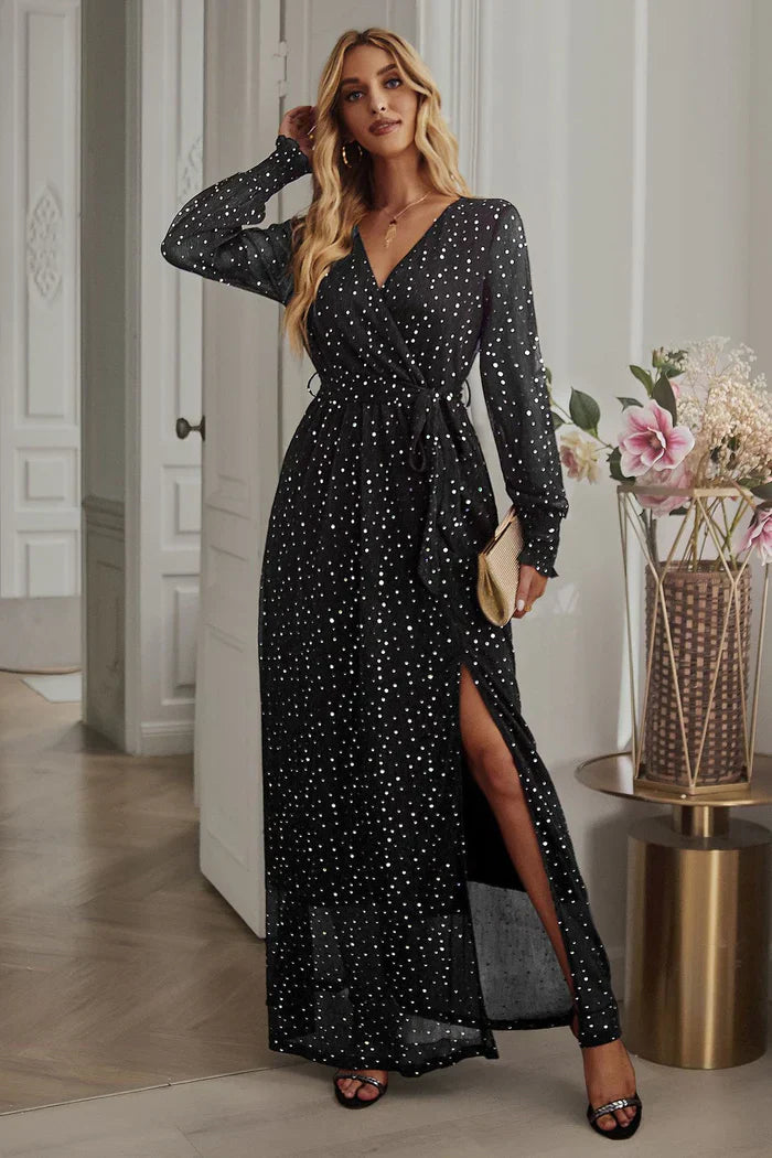 Long Sleeve V-Neck Maxi Dress