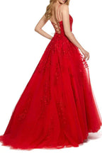 Embroidery Backless Ball Gown Prom Dresses