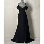 Sheath/columnoff-shoulder Straps Beaded Pleats Formal Evening Dress