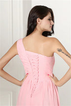 Chiffon One Shoulder Long Bridesmaid Dresses
