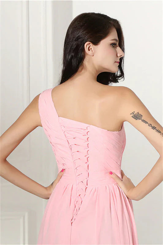 Chiffon One Shoulder Long Bridesmaid Dresses