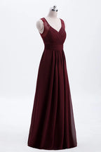 Chiffon A-line Pleated Long Bridesmaid Dress