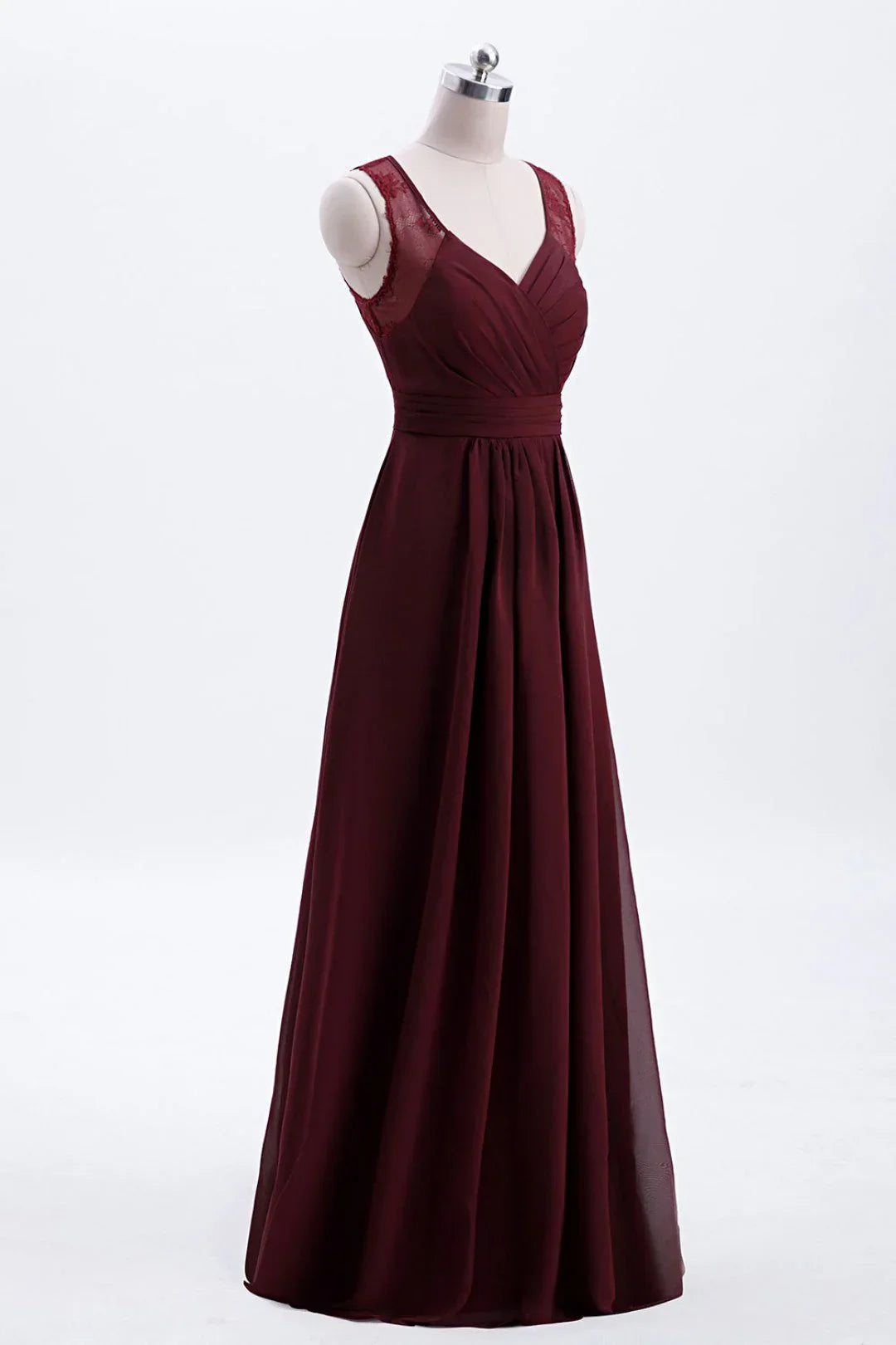 Chiffon A-line Pleated Long Bridesmaid Dress