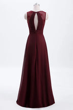 Chiffon A-line Pleated Long Bridesmaid Dress