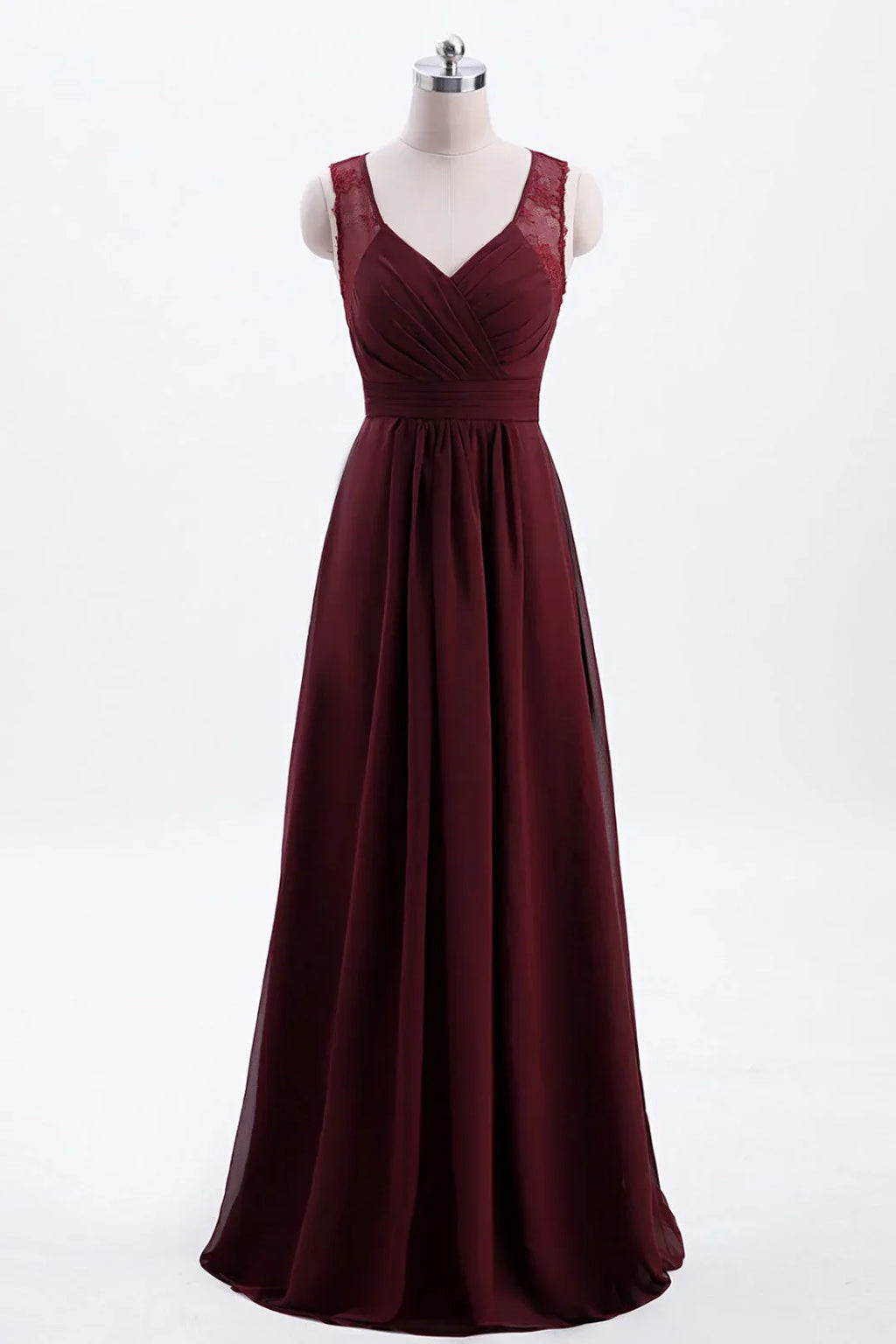 Chiffon A-line Pleated Long Bridesmaid Dress