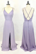 Double Straps Light A-line Long Bridesmaid Dress