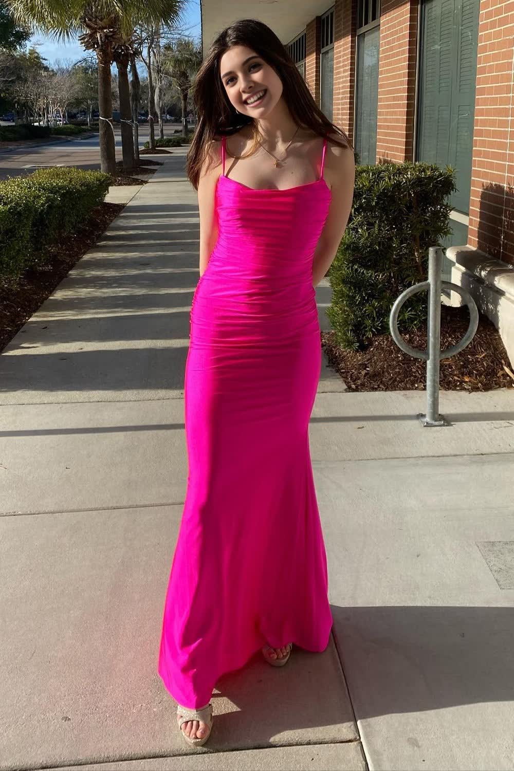 Mermaid Spaghetti StrapsLong Prom Dress with Open Back