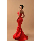 Sweetheart Strapless Sleeveless Satin Mermaid Long Evening Dress