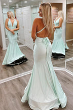 V-Neck Satin Mermaid Prom Dress