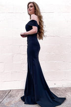 Mermaid Off the Shoulder  Long Prom Dress with Train