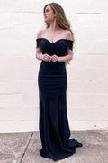 Mermaid Off the Shoulder  Long Prom Dress with Train