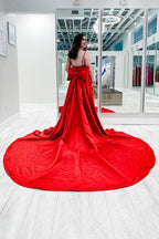 Satin Spaghetti Straps Prom Dress with Bow