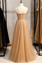 Tulle Beaded Sweetheart Party Dress A-line Tulle Floor Length Prom Dress