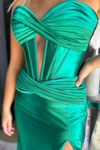 Sweetheart Satin Mermaid Long Prom Dress