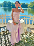 Lavender Straps A-line Long Formal Dress