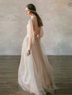 Two Piece Prom Dresses Empire Dress Wedding Guest Formal Evening Floor Length Long Sleeve Stand Collar Chiffon