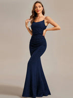 Low back rushed ball dress with sparkling straps in  wide