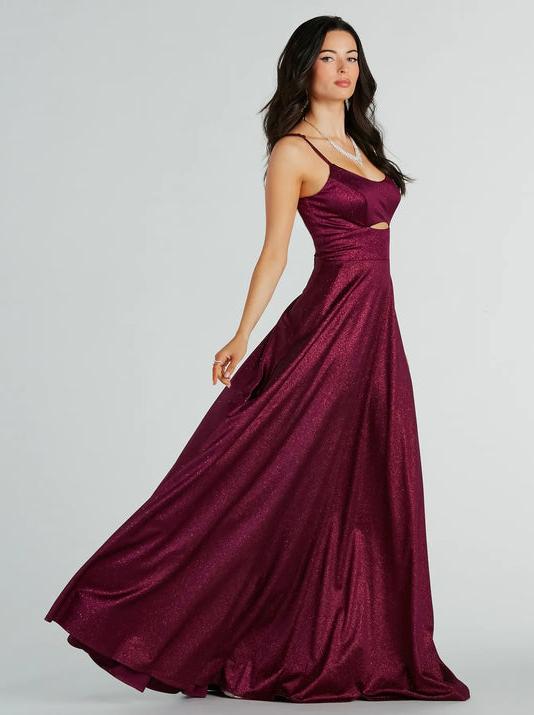 sparkle A Line Ball Dress with Cut out wide