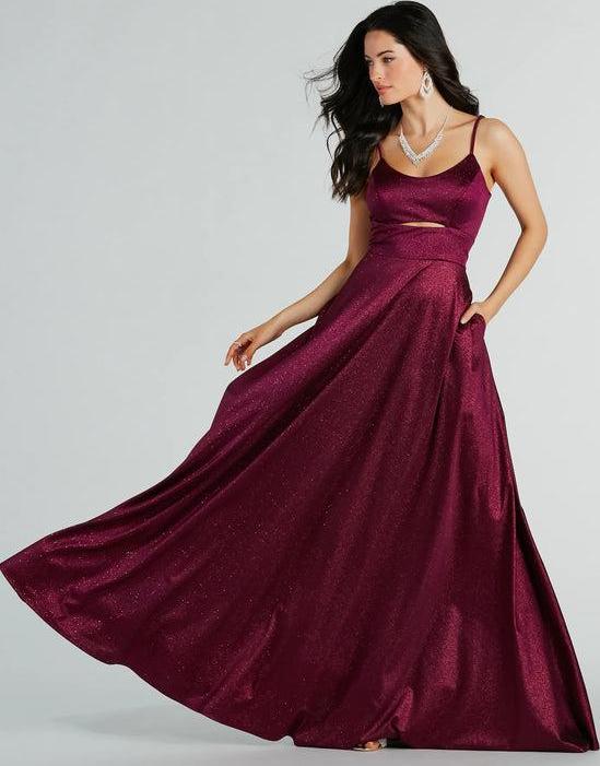 sparkle A Line Ball Dress with Cut out wide