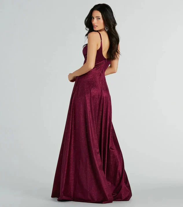 sparkle A Line Ball Dress with Cut out wide